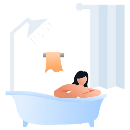 Chica tomando ducha  Ilustración