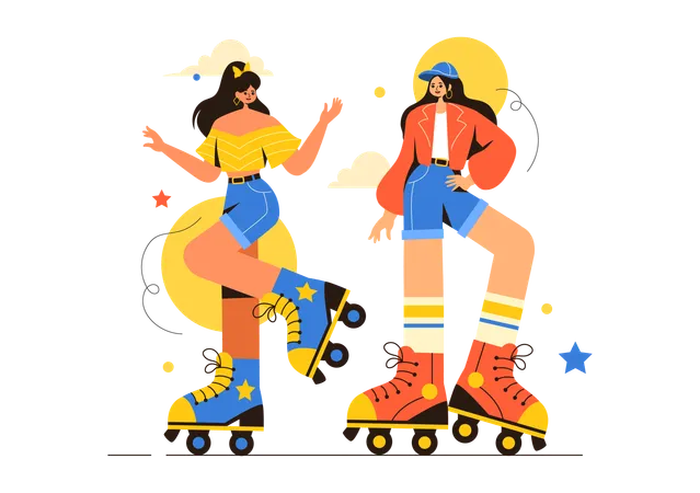 Aventura de patinaje para niñas  Ilustración