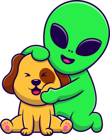 Chien extraterrestre qui fait des câlins  Illustration