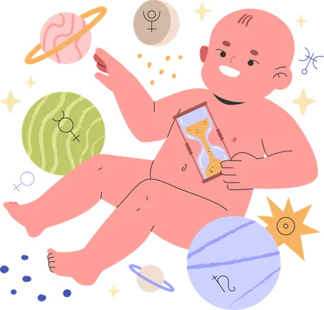 星座で生まれた子供  イラスト