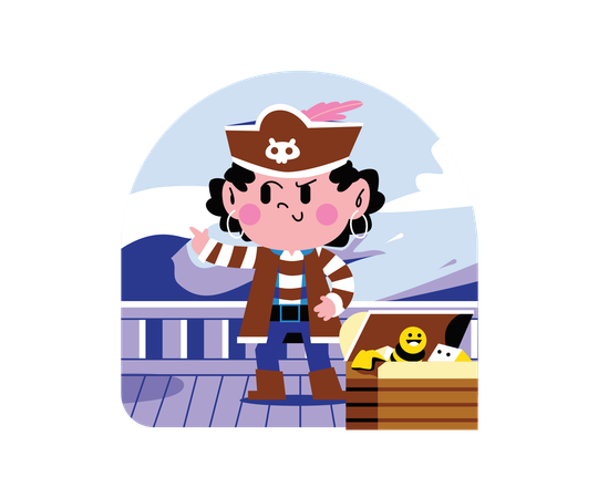 Child wear pirate Costume  일러스트레이션