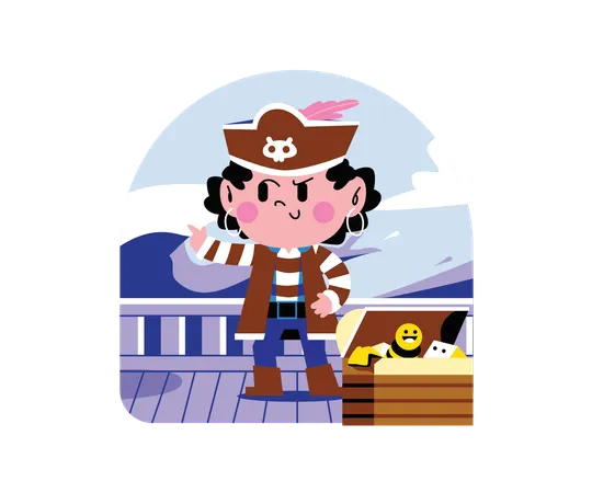 Child wear pirate Costume  Illustration