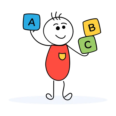 Children holding English alphabets cubes  Illustration