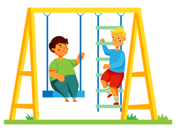 Children on playground  イラスト