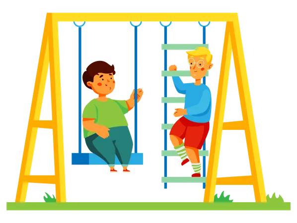 Children on playground  イラスト