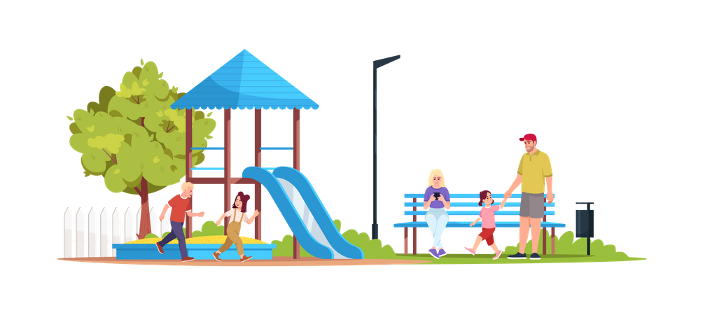 Children playing in playground  イラスト