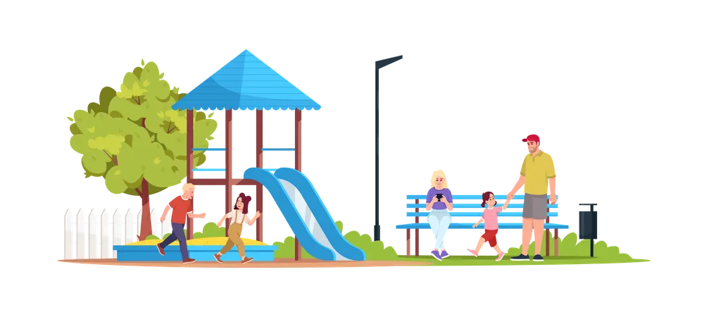 Children playing in playground  イラスト