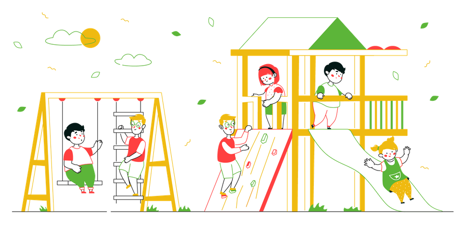 Children playing in playground  イラスト