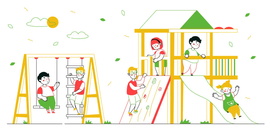 Children playing in playground  イラスト