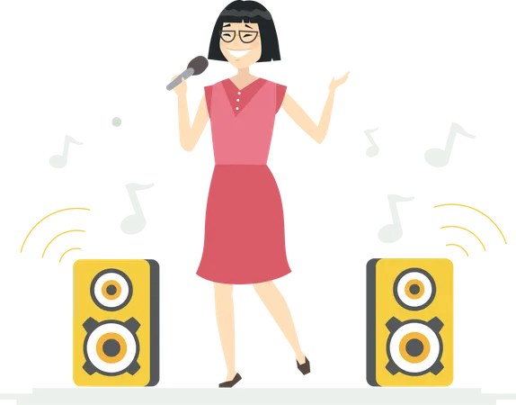 Chinese girl singing  Illustration