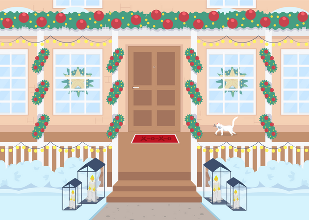 Christmas decoration at home  Illustration