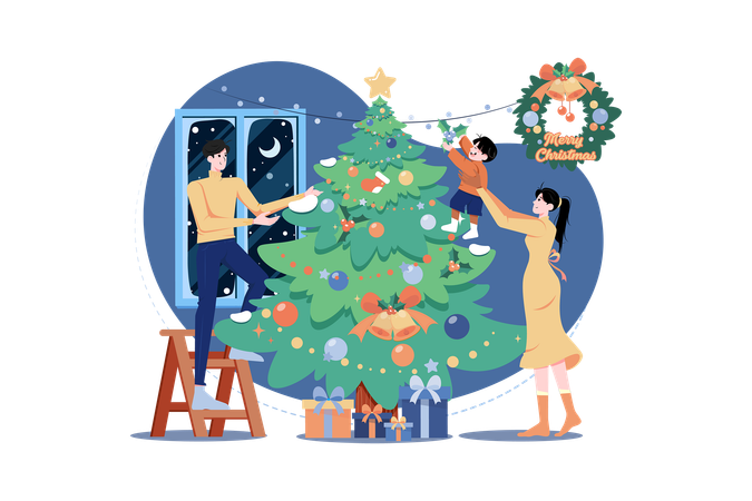 Christmas Decoration At Home  Illustration