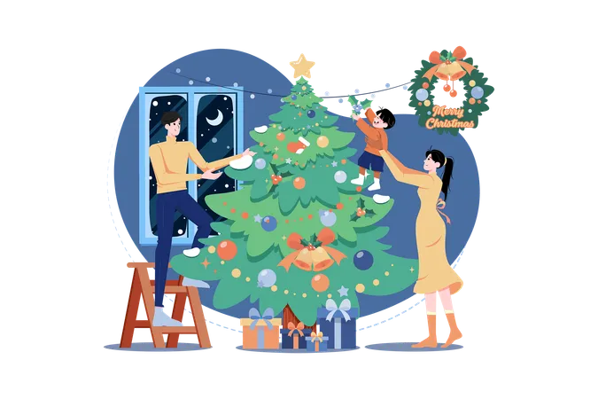 Christmas Decoration At Home  Illustration