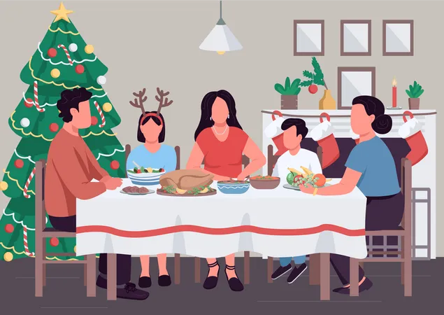 Christmas family dinner  Illustration