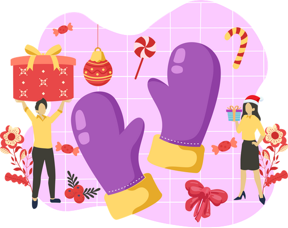 Christmas gloves  Illustration