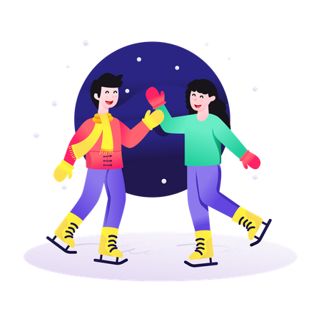 Christmas ice skating  Illustration