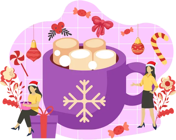 Christmas marshmallow cup  Illustration