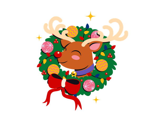 Christmas reindeer  イラスト