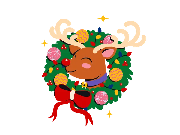 Christmas reindeer  イラスト