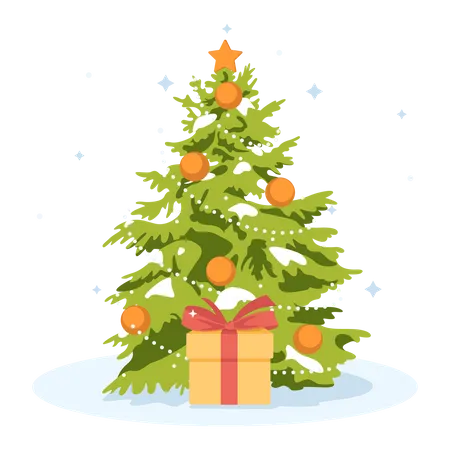 Christmas tree in decoration  Illustration