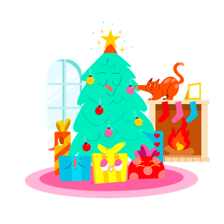 Christmas tree with gifts  イラスト