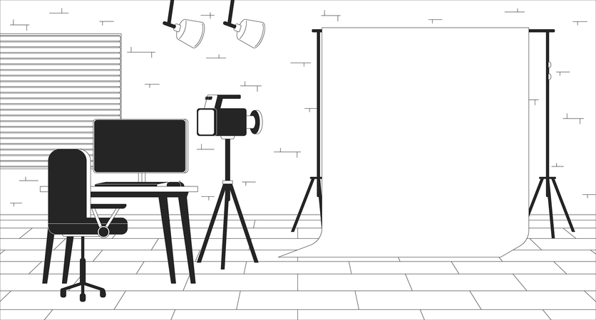 Chromakey screen at shooting set  イラスト