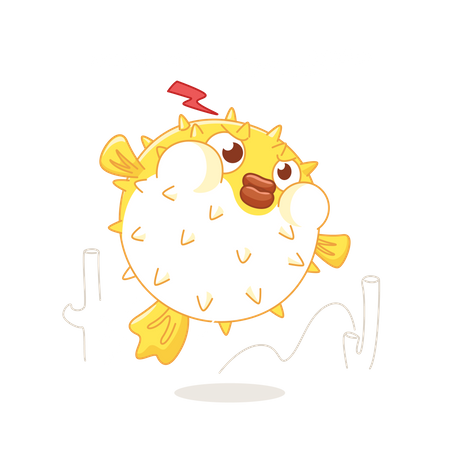 Chubby Yellow Puffer Fish  일러스트레이션