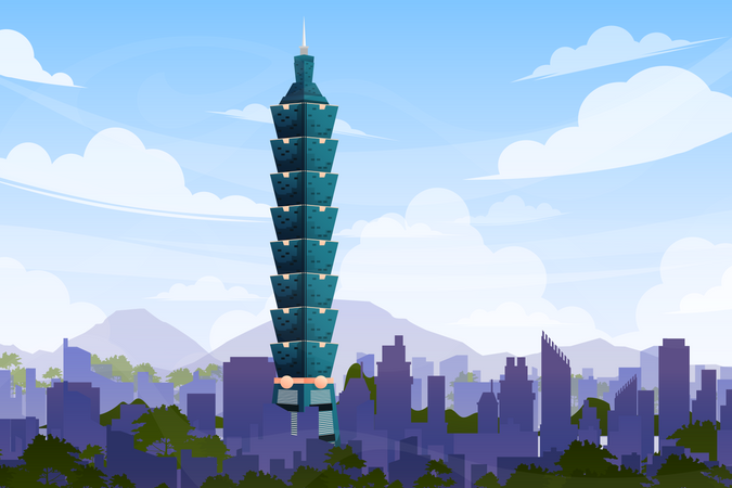 Cidade de taipei a capital de taiwan  Ilustração