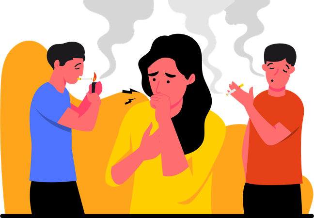 Cigarettes causing air pollution  イラスト