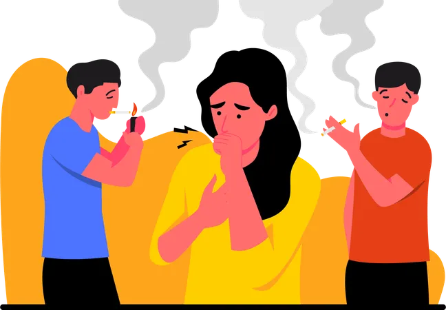 Cigarettes causing air pollution  イラスト