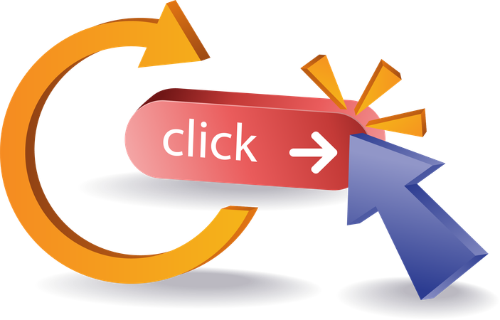 Circle arrow rotation loading process click button  Illustration