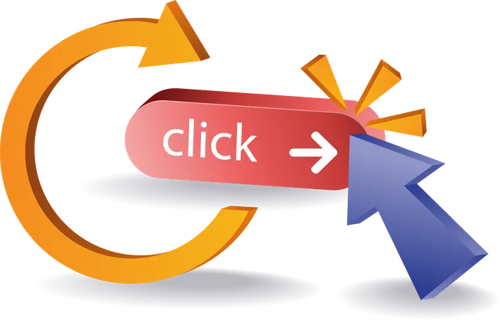 Circle arrow rotation loading process click button  Illustration