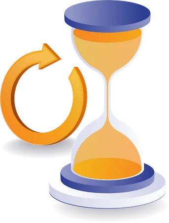 Circle rotation arrow with hourglass  Illustration