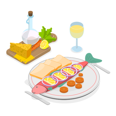 Classic european cuisine  イラスト