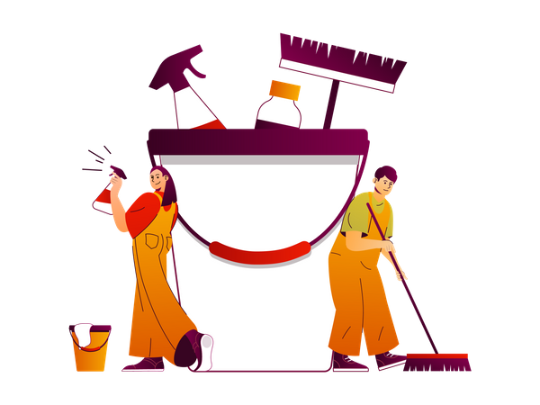 Cleaners provides housekeeping services  Illustration