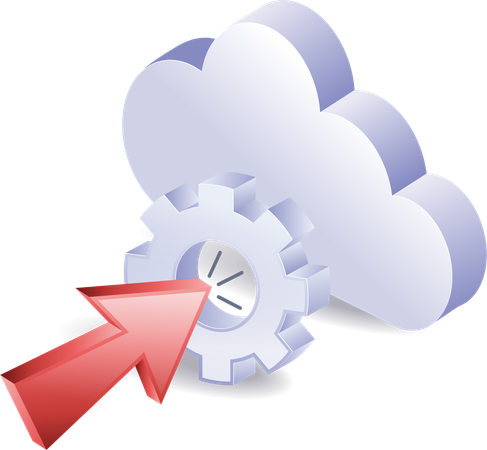 Cliquez sur le symbole d'engrenage avec le serveur cloud  Illustration