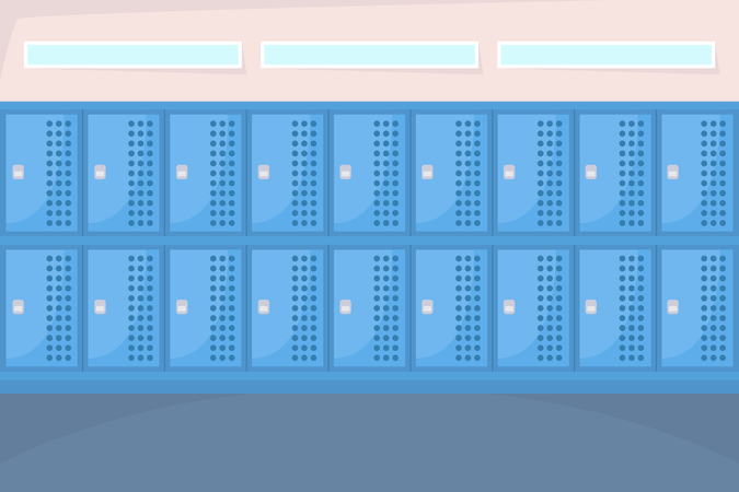 Closed lockers in dressing room  Illustration