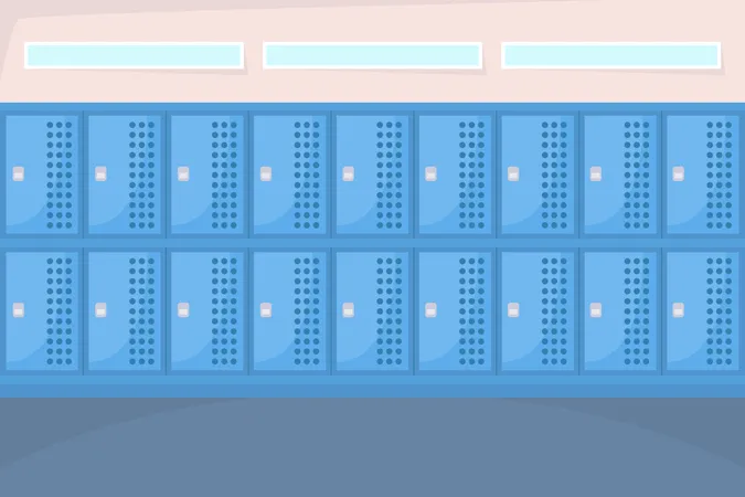 Closed lockers in dressing room  Illustration