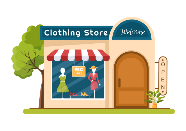 Clothing store exterior  Illustration