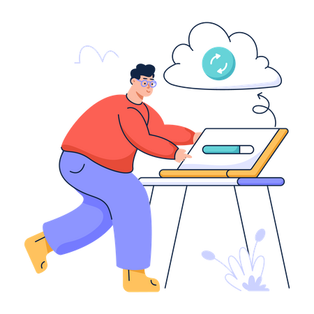 Cloud data backup  Illustration