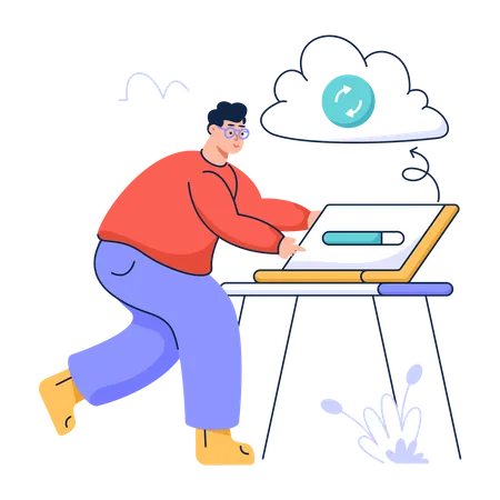 Cloud data backup  Illustration