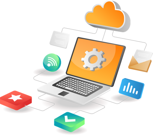 Arbeitsprozess des Cloud-Server-Datennetzwerks  Illustration