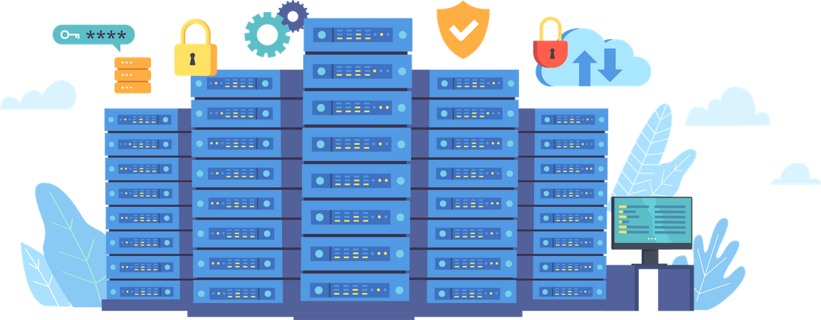 Cloud server security  일러스트레이션