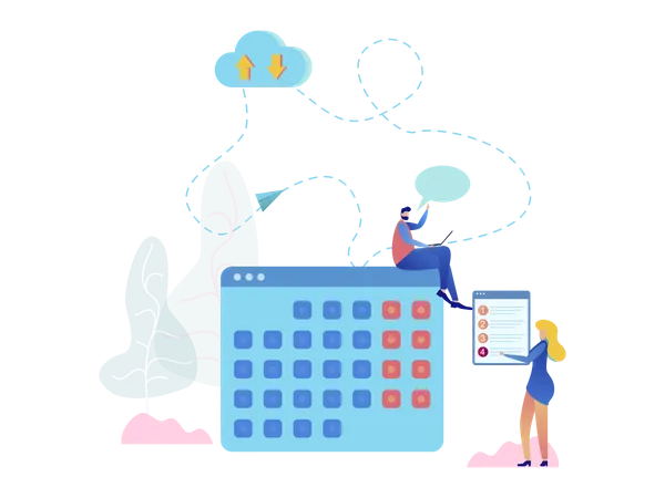 Cloud Service Online Calendar  Illustration