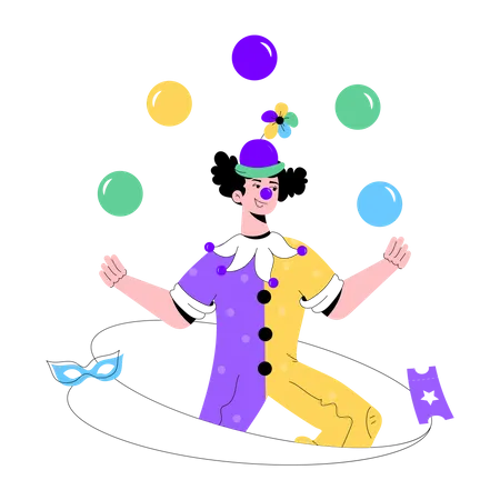 Clown Juggling  일러스트레이션