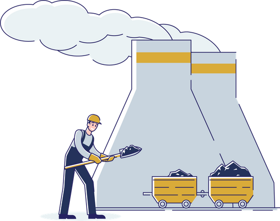 Coal Mining and Extractor Industry  イラスト