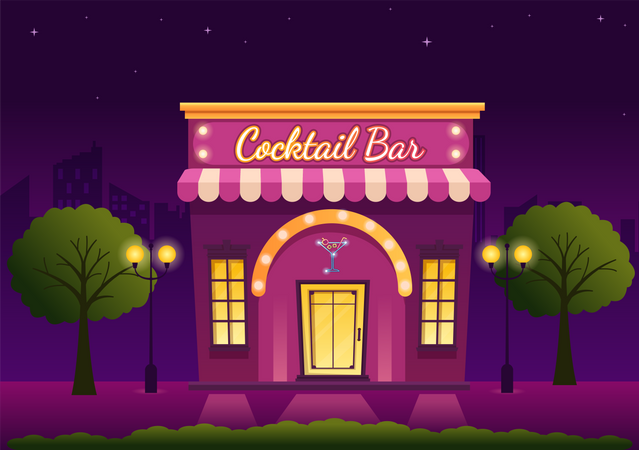 Cocktail Bar building  Illustration