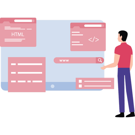 Coder is explaining programming lines  Illustration