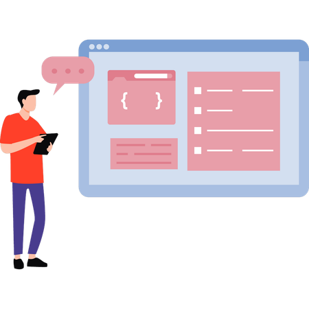 Coder is explaining the code  Illustration