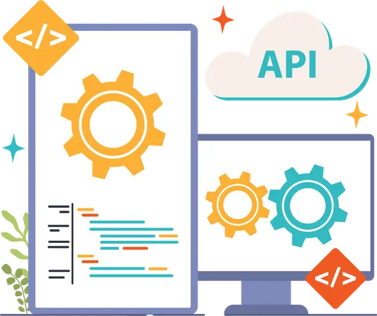 Le codeur exécute les paramètres de l'API  Illustration